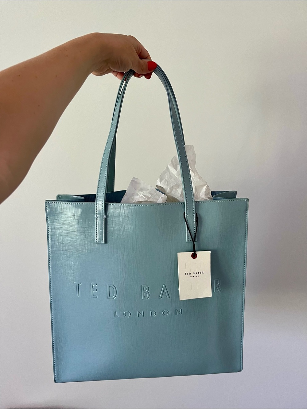 Ted Baker Light Blue Tote Bag with Embossed Logo